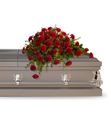 red carnation casket spray from Chillicothe Floral, local florist in Chillicothe, OH